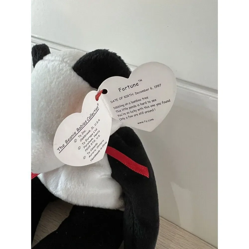 Ty Fortune Panda Beanie Baby‎ Unisex Small Black White Tag Errors Retired